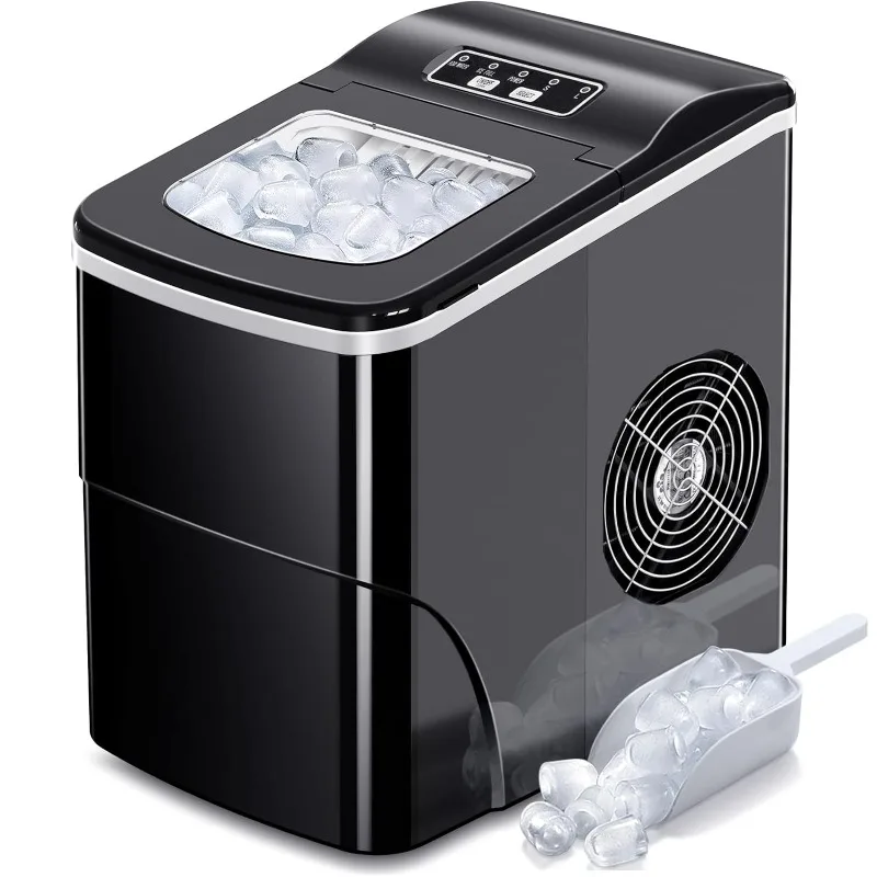 

AGLUCKY Ice Makers Countertop with Self-Cleaning, 26.5lbs/24hrs, 9 Cubes Ready in 6~8Mins, Portable Ice Machine with 2 Sizes