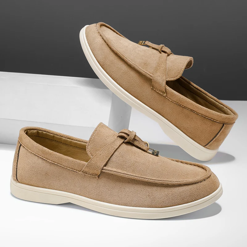 أزياء الجلد المدبوغ الرجال عارضة أحذية القيادة أحذية مريحة الانزلاق على رجل المتسكعون تنفس خفيفة الوزن المشي الأخفاف المسطحة