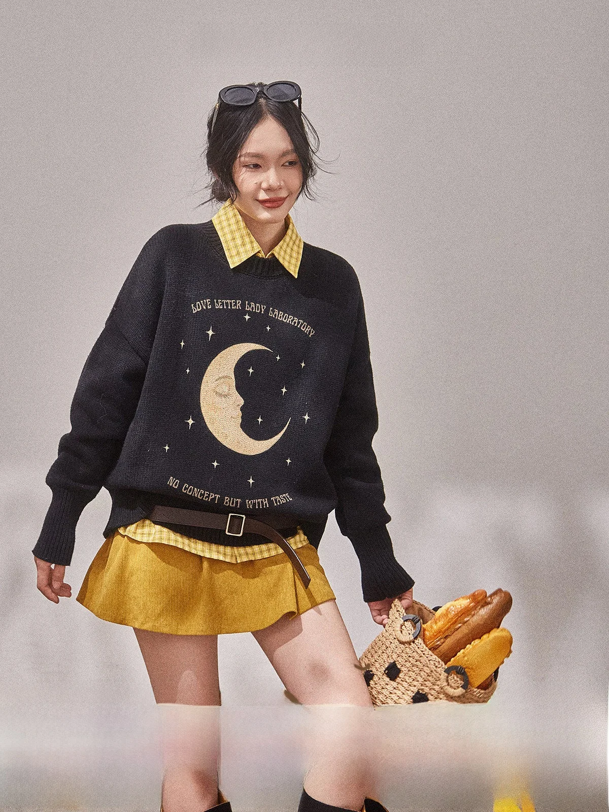 

Вязаный свитер Bla для женщин, повседневный, с круглым вырезом, длинными рукавами, свободного кроя, от Yu Hua Zun, осенняя новинка