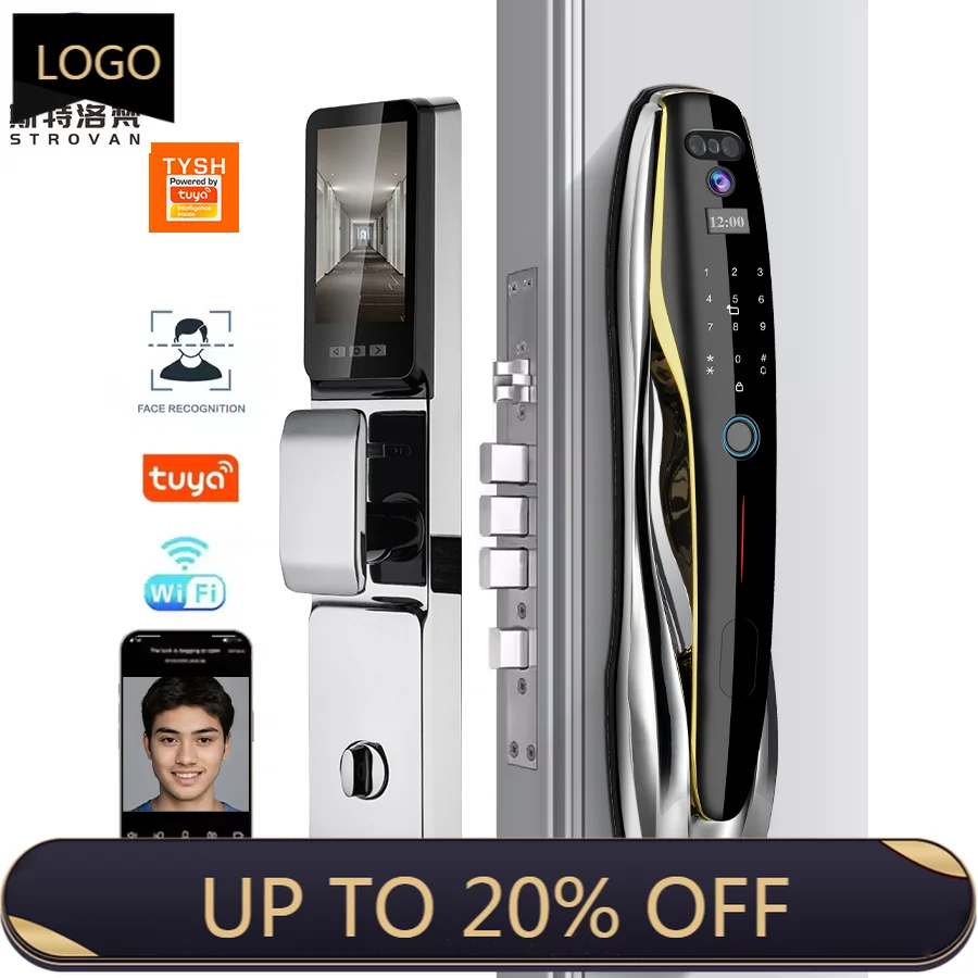 

STLF AI Automatic Electronic Fingerprint Biometric Lock Wifi Smart Lock Cerradura Inteligente Tuya 3d Face Recognition Door Lock