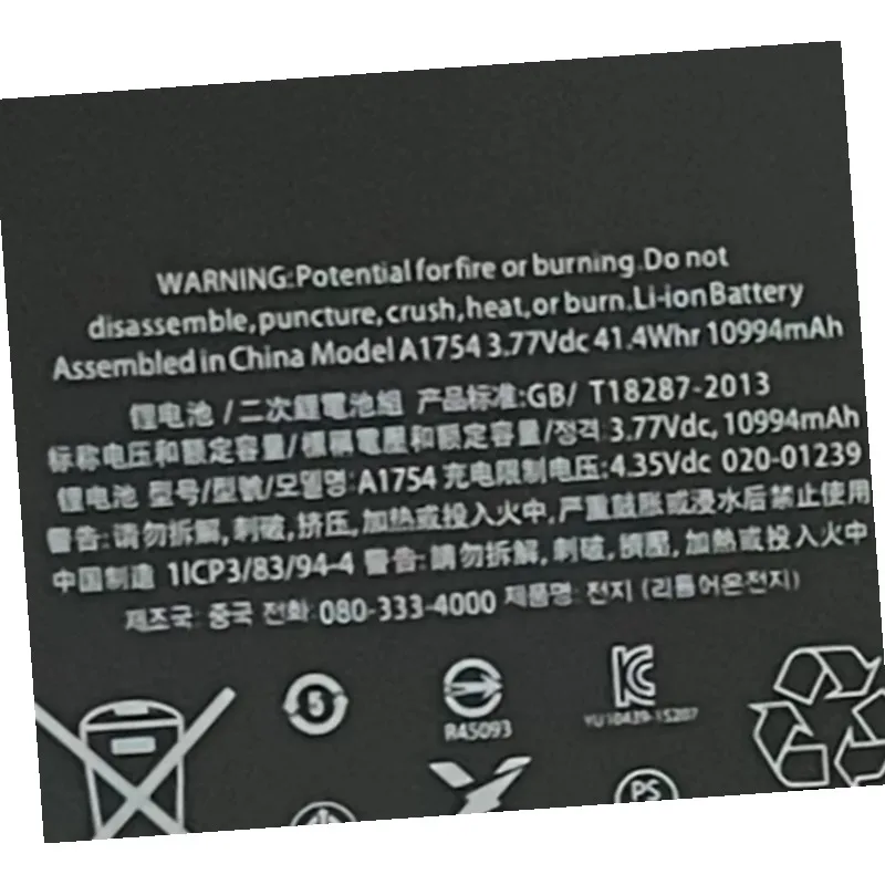 Replacement battery A1754 3.77V 10994mAh For Pro 12.9 2nd Pro12.9 2nd A1670 A1671 A1754 Tablet Battery New