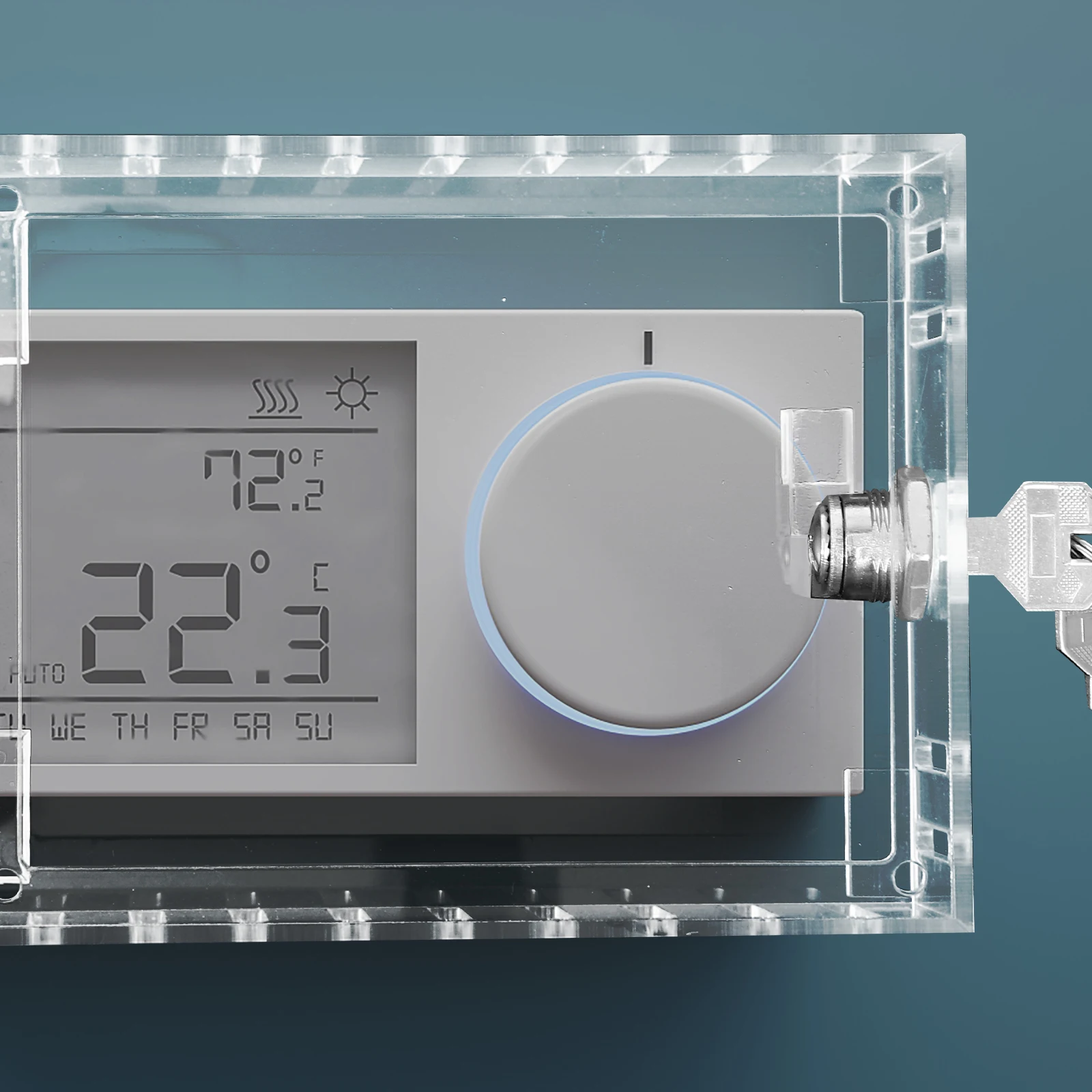 Cassetta di sicurezza per termostato Coperture murali universali Scatole di chiusura in acrilico Design con chiave Facile installazione Controllo per uso domestico