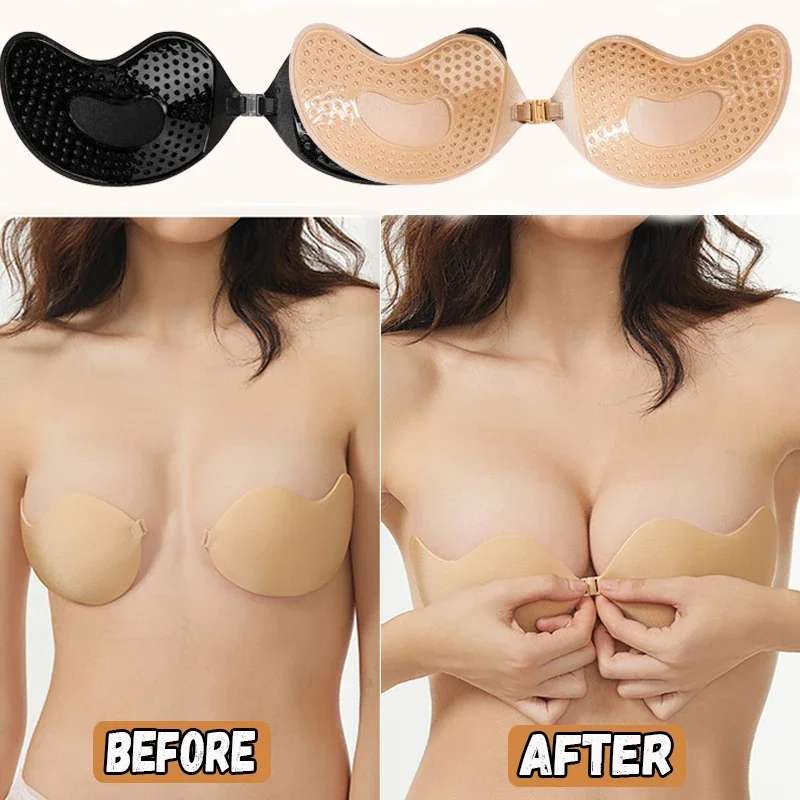 

1/2pcs Reusable Silicone Bust Nipple Cover Pasties Sticker Mango Breast Self Adhesive Invisible Bra Lift Tape Strapless Bra