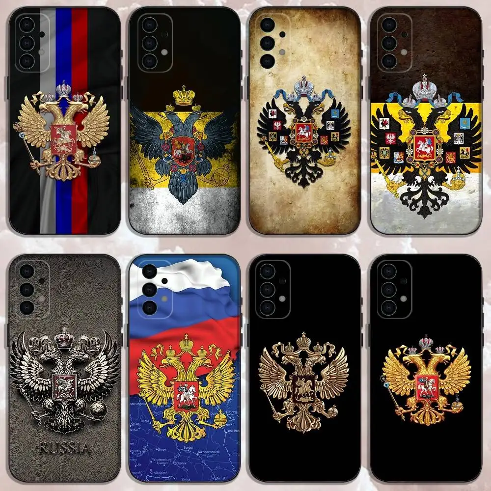 

Russia Russian Flags Poccnr Emblem Phone Case For Samsung Galaxy A73,31,32,72,41,53,52,71,22,5G,Note,J7,8,9 Soft Black Cover
