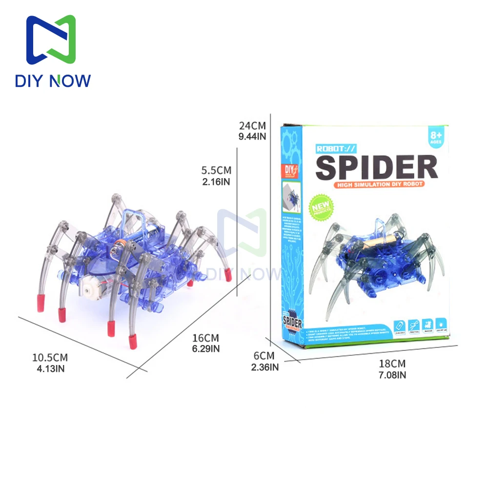 Kit elettronico fai-da-te Robot ragno elettrico Modello animale fatto a mano Robot ragno elettrico educativo per bambini Kit fai da te Giocattolo di assemblaggio