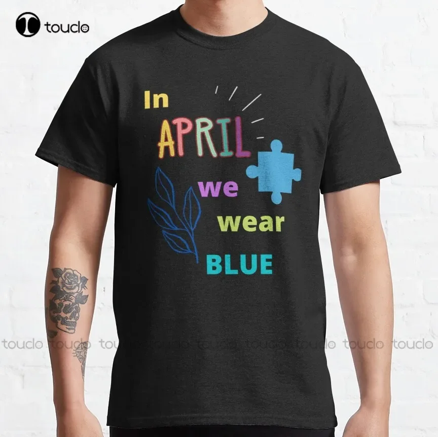 In April We Wear Blue      Classic T-Shirt Halloween Shirt Women Shirts Digital Printing Harajuku Streetwear Xs-5Xl Cartoon Tee