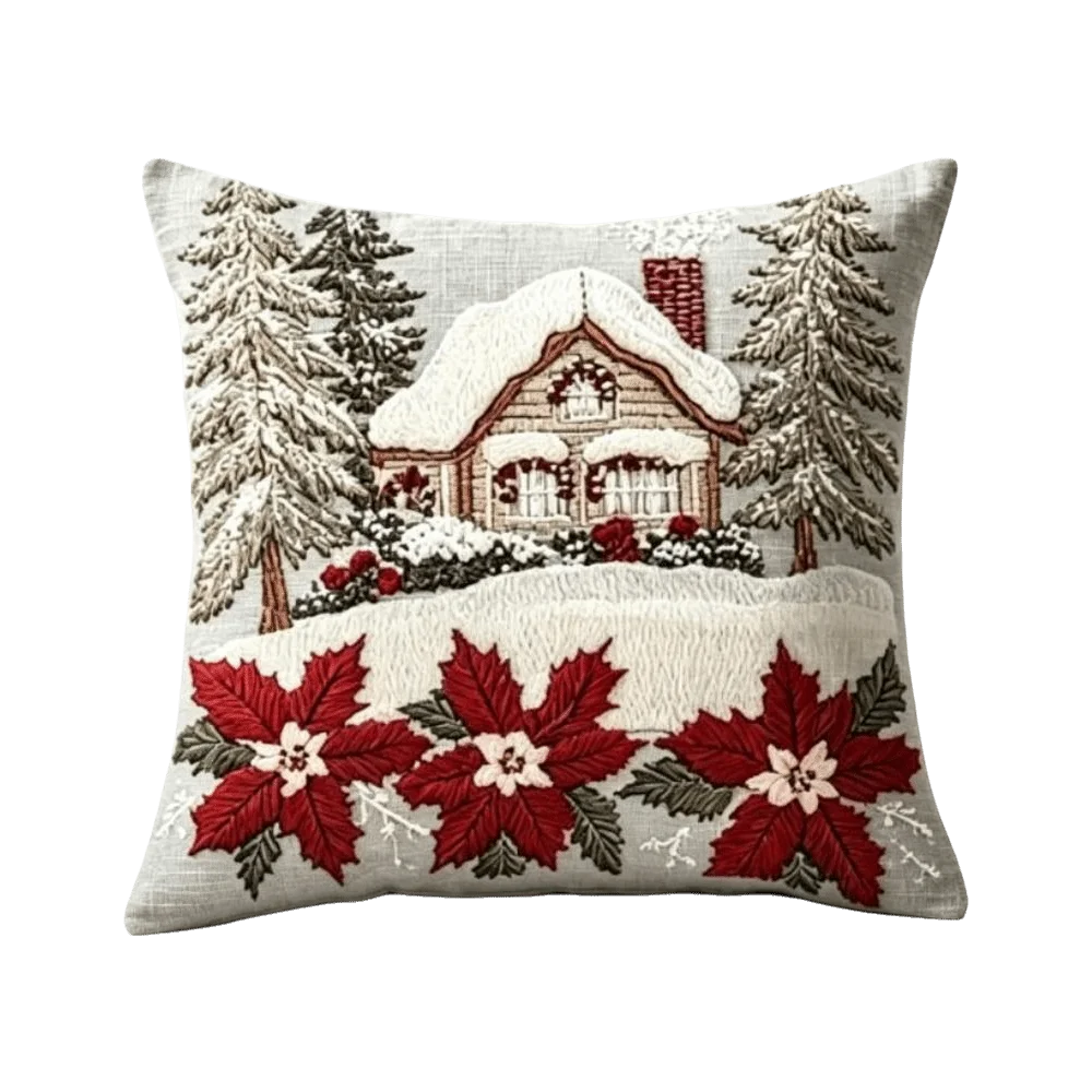 Atmosphere 2D Flat Printing Christmas Pillow Covers Soft Flower Xmas Tree Pillowslip Ball Square Santa Pillow Cover Bedroom