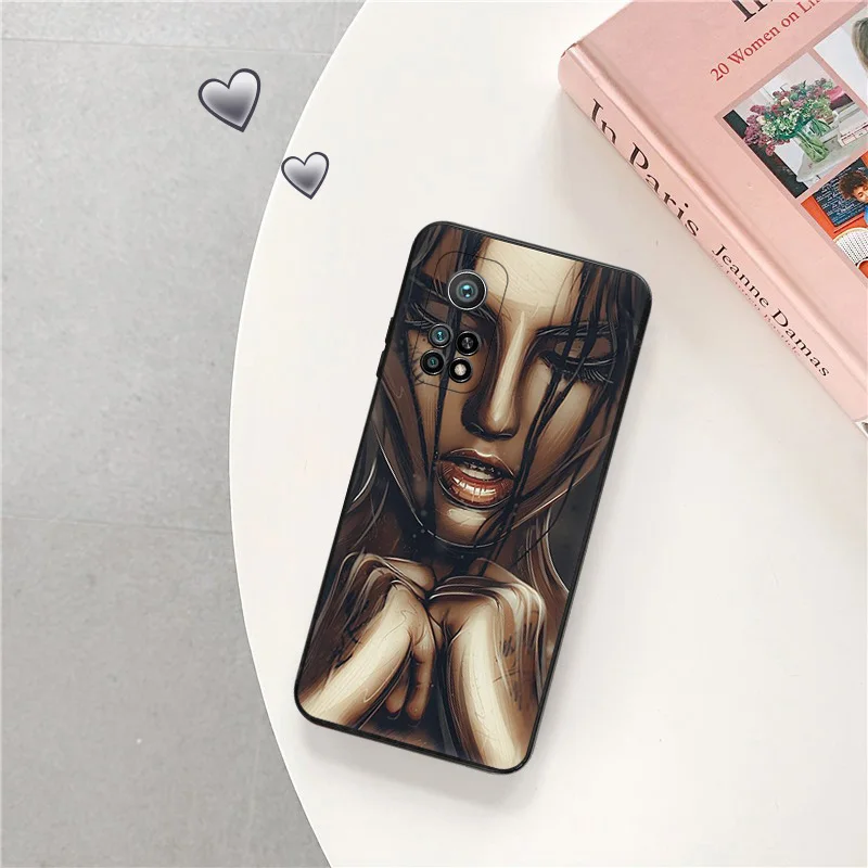 Ultra Thin Cartoon Sad Tearful Girl Black Phone Case for Redmi Note13 4G 12s 12c 13c Note12 Xiaomi 13 12 Lite 12x 12t Pro Cover