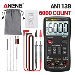 ANENG AN113B Digital Multimeter True RMS with Temperature Tester 6000 Counts Auto-Ranging AC/DC Transistor Voltage Meter