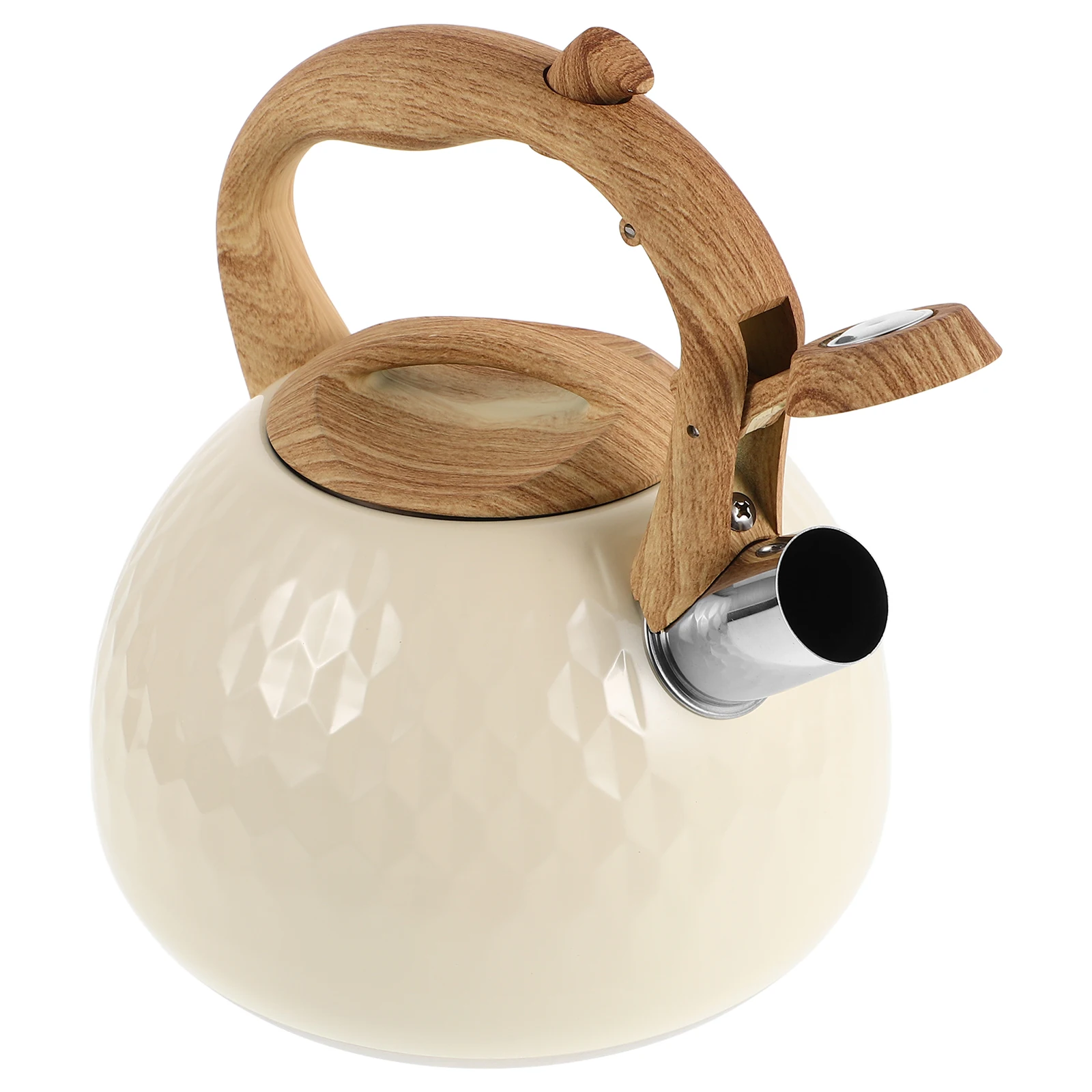 

Beige Hammered Whistle Camp Kettle Tea Kettle Farmhouse Stovetop Stovetop Stainless Small Steel Kitchen Accessory