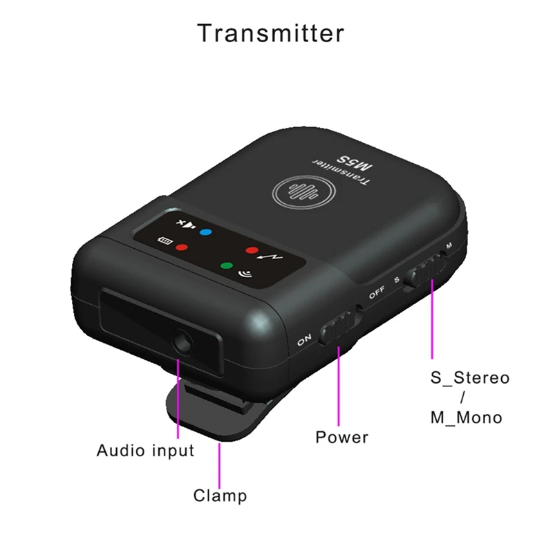3CGRO-M5S ワイヤレスインイヤーモニターシステム 2.4G ワイヤレス IEM システムステージモニタースタジオ、バンドリハーサル、ライブパフォーマンス用