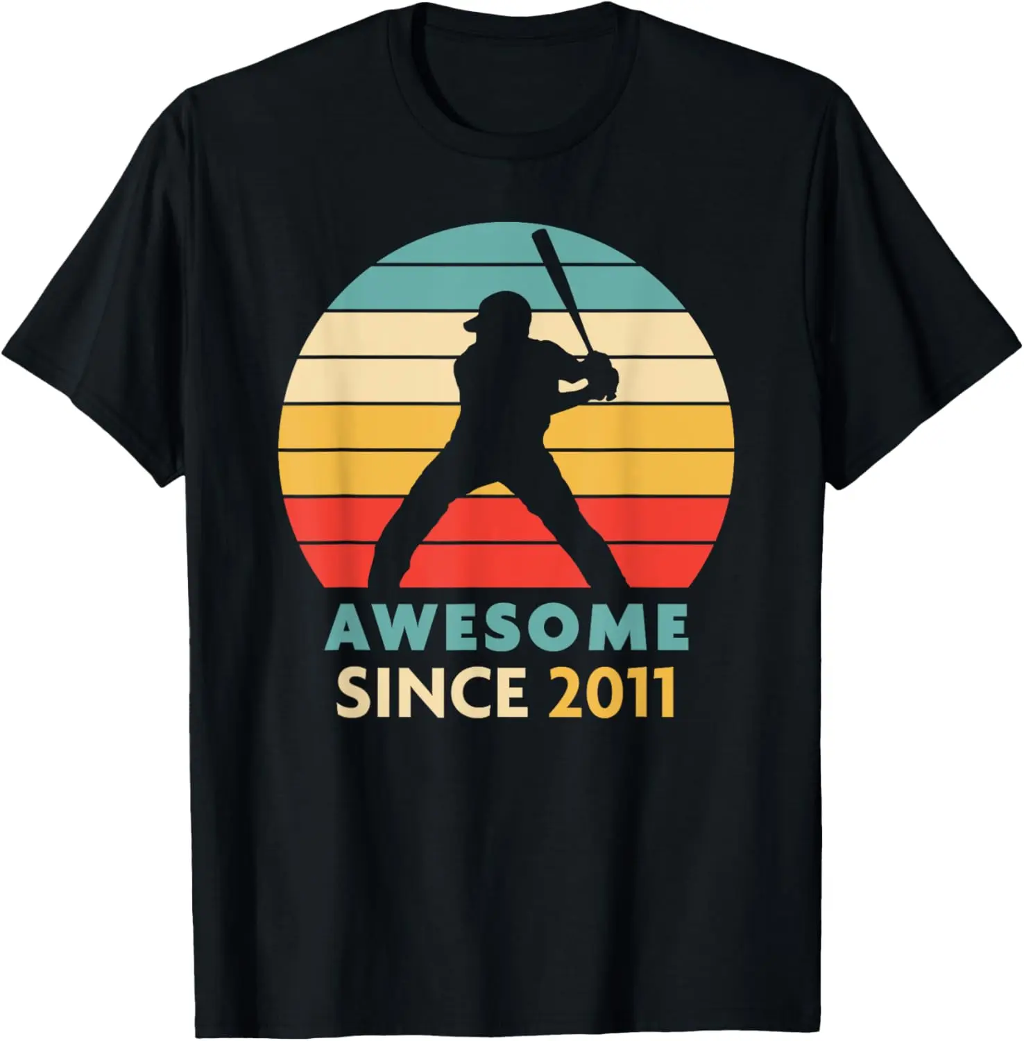 12th Birthday Gift - Retro Baseball - Awesome Since 2011 T-Shirt
