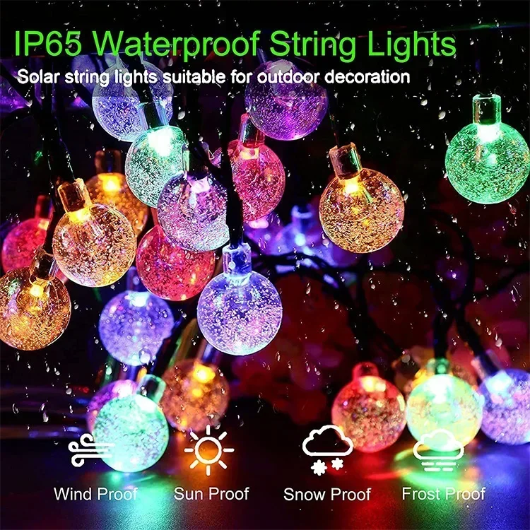 

Solar String Lights Outdoor Solar Powered Light Led Crystal Globe Light With 8 Modes Waterproof for Garden Christmas Party Decor