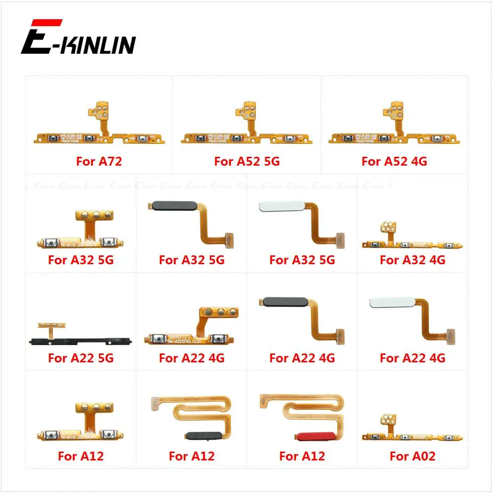 ปิดเสียงสวิทช์กุญแจ Ribbon Repair Part สําหรับ Samsung Galaxy A02 A12 A22 A32 A52 A72 4G 5G ON OFF ปุ่มปรับระดับเสียง Flex Cable