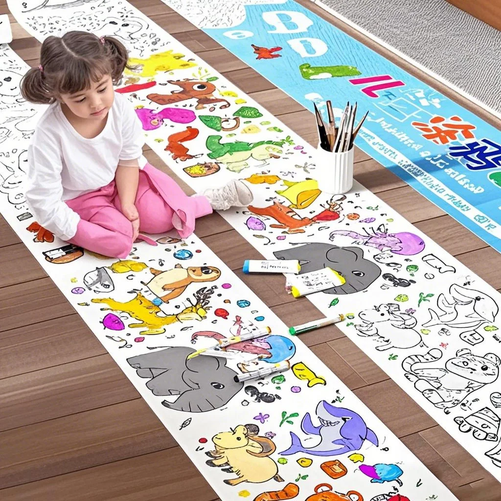 Rolo criativo de doodle e desenho para crianças de 3 anos ou mais - 118. Folhas de doodle desdobradas de 11 polegadas, rolo de papel para doodle DIY para estudantes - prática de colorir e desenhar, adequada para artesanato criativo, temas: princesa, dinossauro, transporte - presente de feriado ideal, presente de Natal, dia das bruxas, presente de Natal.