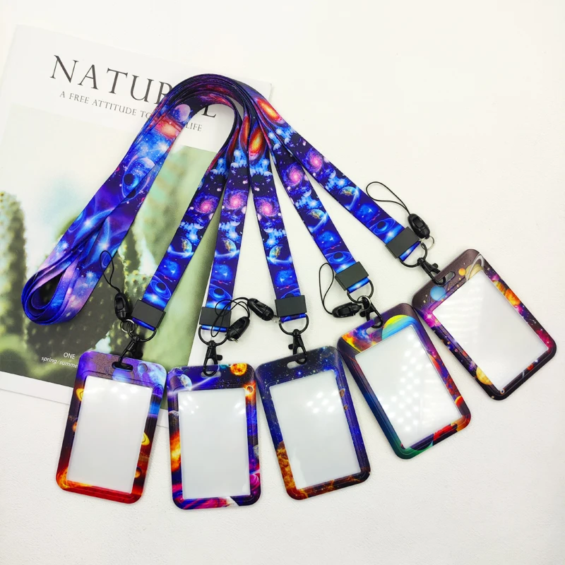 Cute Universe Star Lanyard Card Holder Neck Strap Key ID Card Straps Badge Holder DIY Hanging Rope Accessories Small Gift