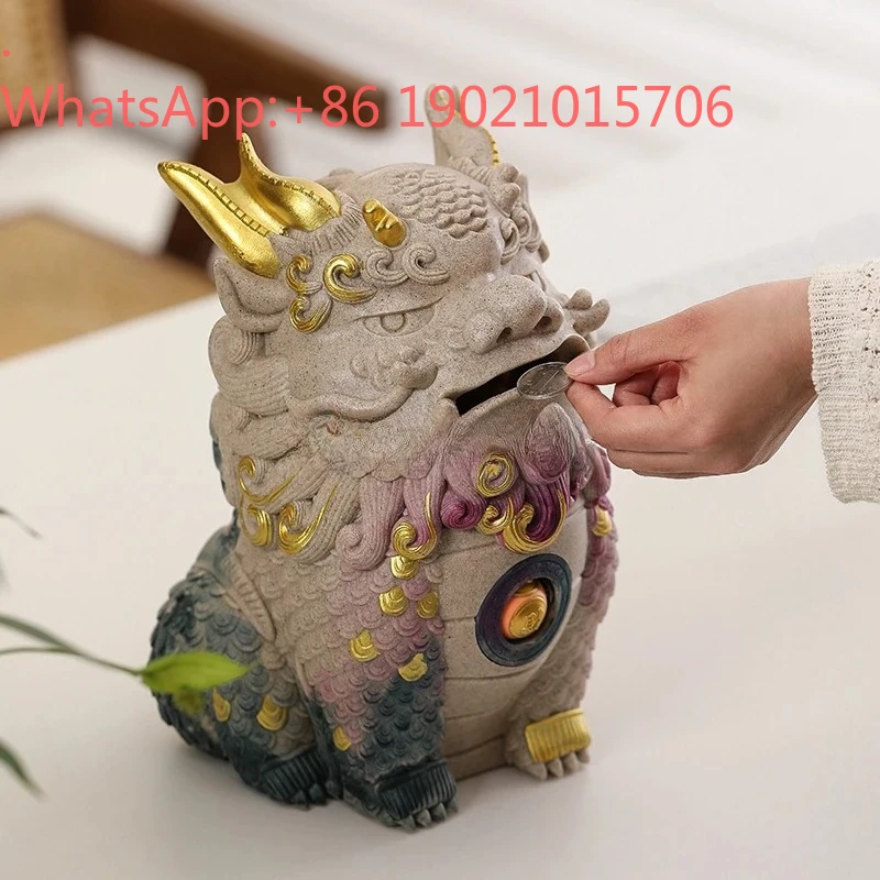 HJ sandstone stone lucky Pixiu piggy bank new creative piggy bank ornament home storage