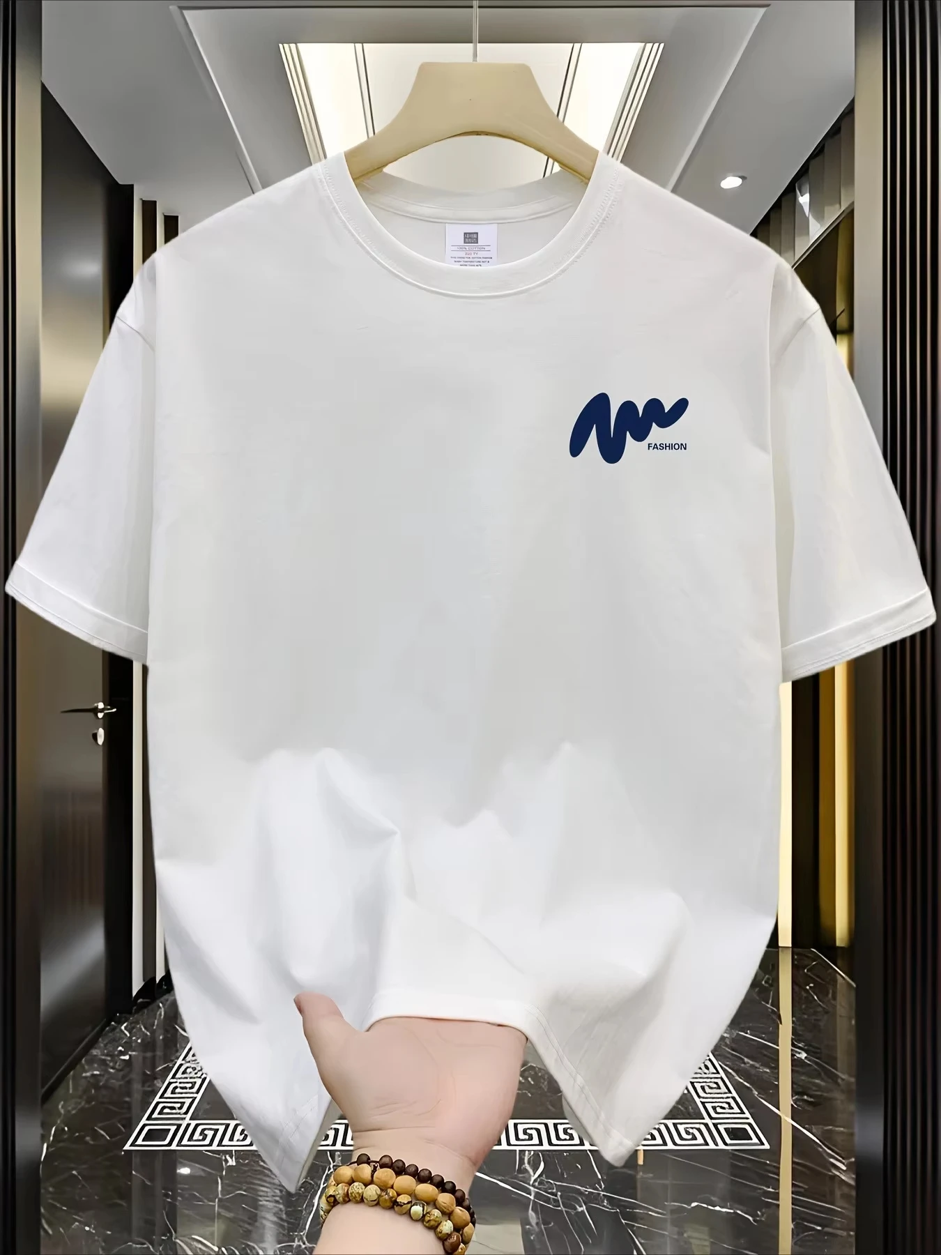 2026 Heißer Verkauf Herren Sommer Lässiges, lockeres, modisches, schlichtes T-Shirt mit Buchstabenmuster, bedruckt, bequem, Rundhals, Kurzarm – Detail 9