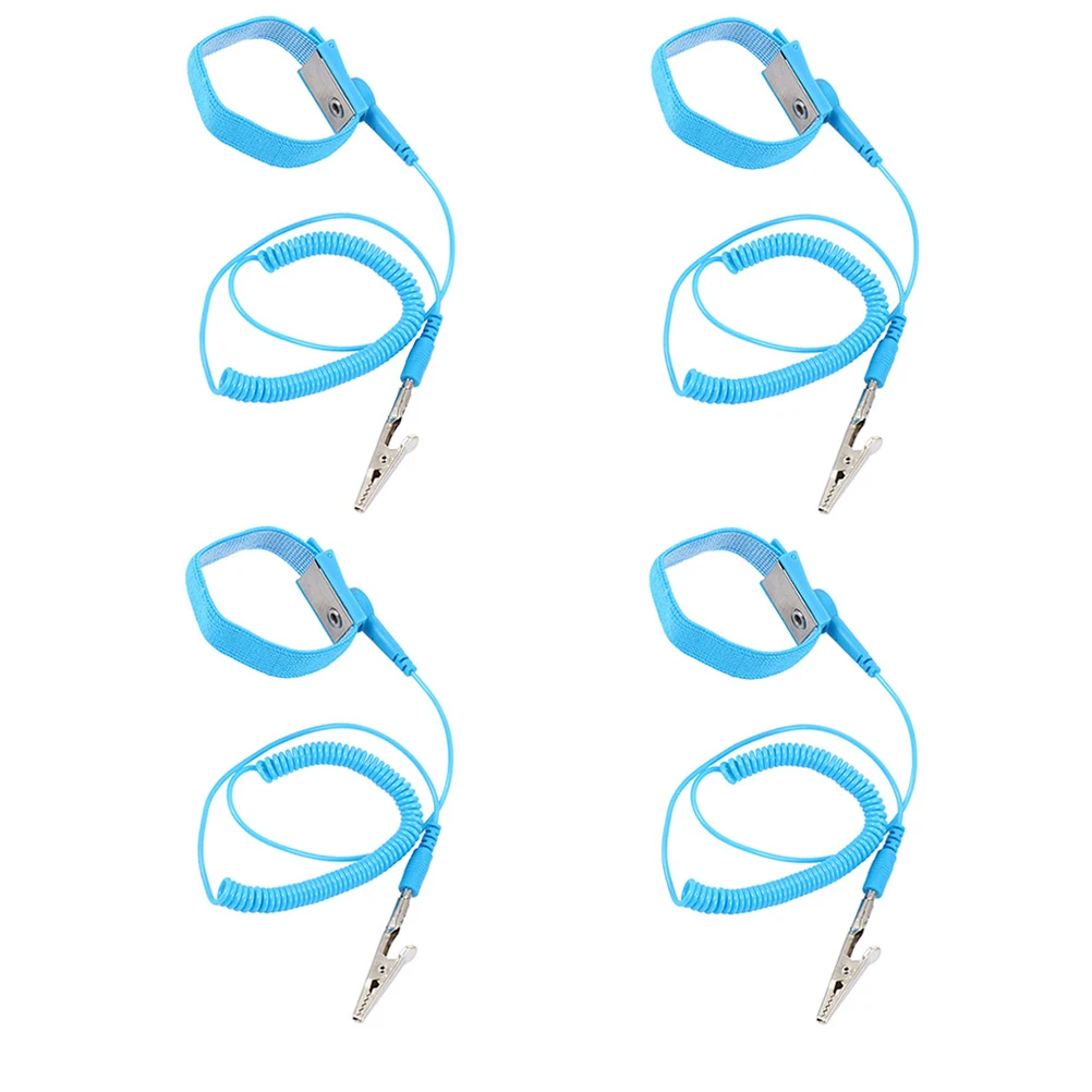 

4pcs Anti static ESD Wristb s Adjustable Grounding Bracelets Blue Straps Protective Gloves Electronics Manufacturing