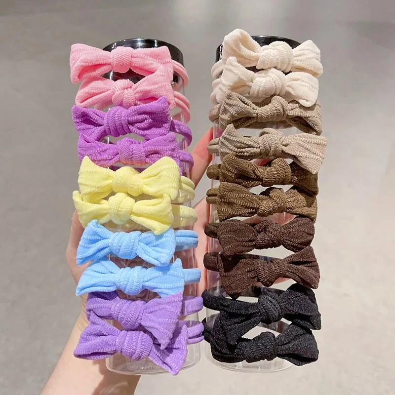 10 unids/set café mujeres Bowknot bandas para el cabello diademas elásticas pajarita negra Scrunchies sombreros chica accesorios coreanos para el cabello regalo