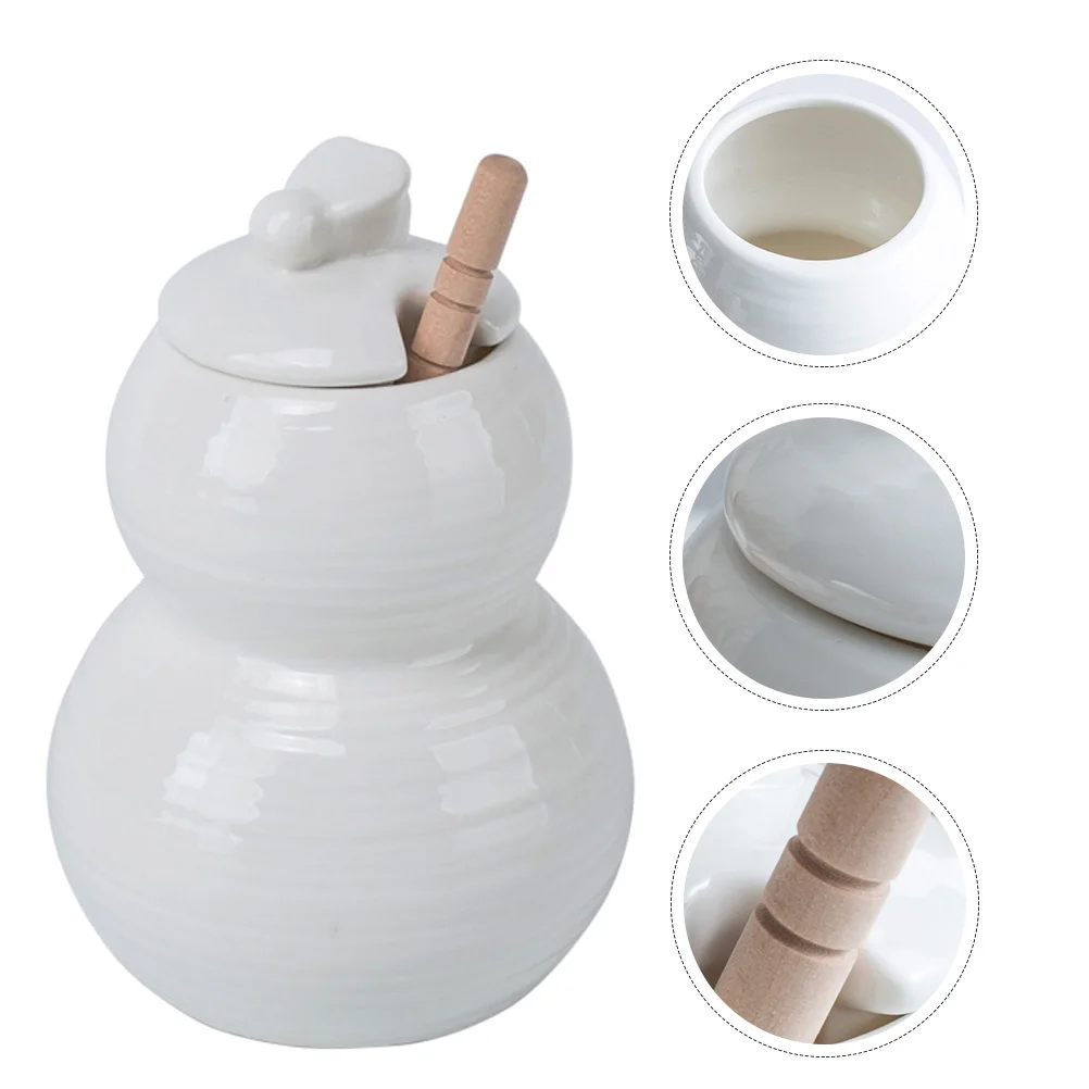 

Ceramic Honey Container White Food Storage Jar Sturdy Practical for Coffee Shop Bar Supermarket Long-Term Use Honey Bottle