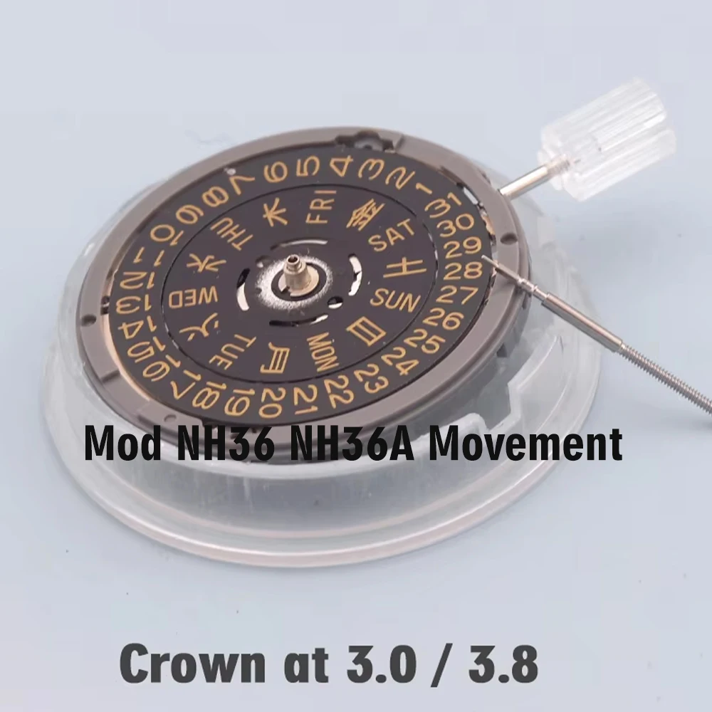 

NH36 NH36A Kanji Movement Crown at 3.0/3.8 oclock Watch Machinery Automatic Gold Date Dial Watch Repair Movement