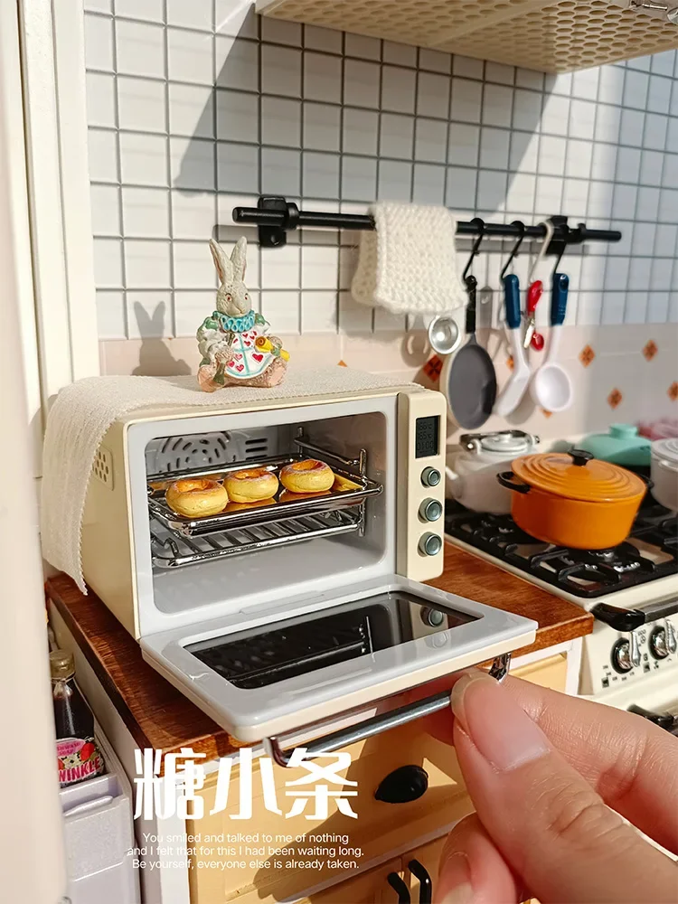 Dollhouse Mini Oven Microwave Baking Dish Kitchen Electrical Model Furniture Accessories for Doll House Decor Kid Pretend Toy