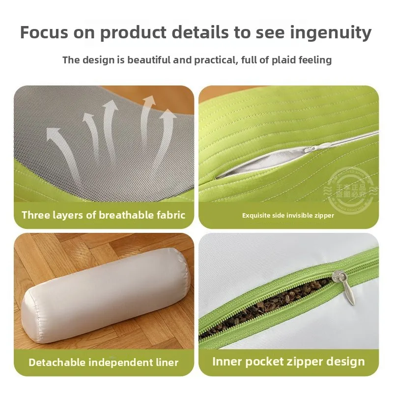 وسادة رقبة للحنطة السوداء لحماية الرقبة أثناء النوم مع تصحيح انحناء مستقيم، أسطوانة بذور كاسيا، وسادة قابلة للإزالة وقابلة للغسل #5