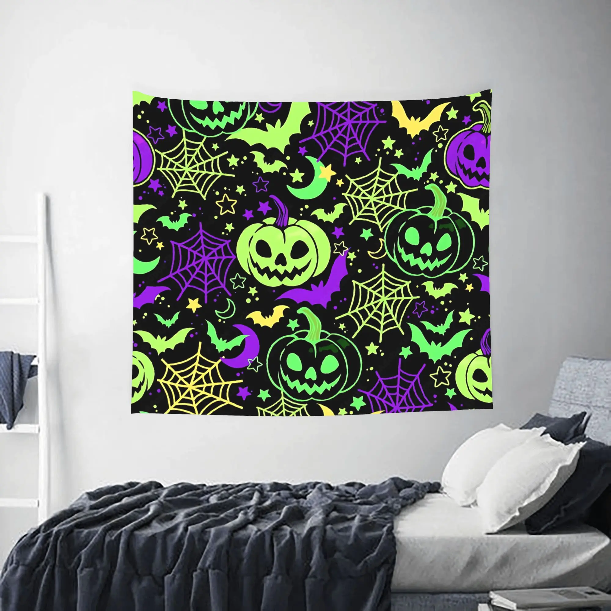 Halloween Print Pumpkin Spider Web Customized Tapestry Bedroom Decoration  Wall Hanging Blanket Tapestry Cool Stuff For Room