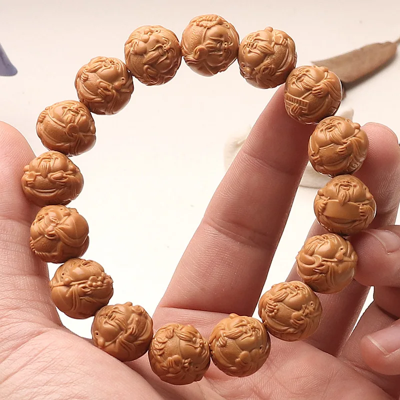 Houhou walnut carved single-loop collectible , God hand bracelet, fully wearable small walnuts, Eight Fortune Go