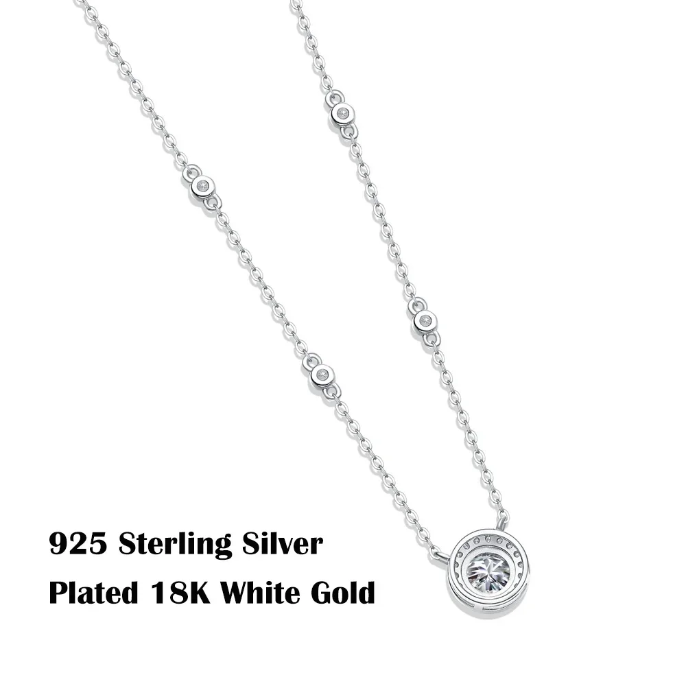 GRA Certified 1ct Moissanite Pendant Necklace for Women 925 Sterling Silver Chain D Color VVS1 Round Diamond Necklaces Wedding