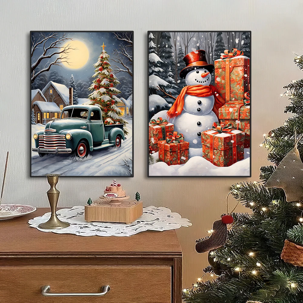 Christmas Tree Poster and Prints Pictures Santa Claus Wall Art Canvas Painting For Living Room Home X-mas Decor New Year Gifts