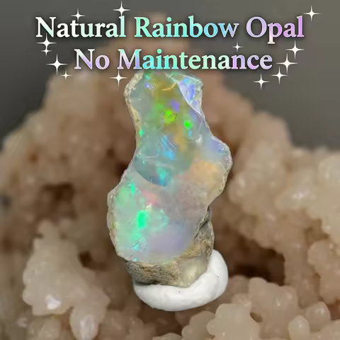 Natural Rare Colorful Ethiopia Opal (No Need Water) Gem Mineral Specimen Box Size:34X34mm (Need lighting) Sunlight Best