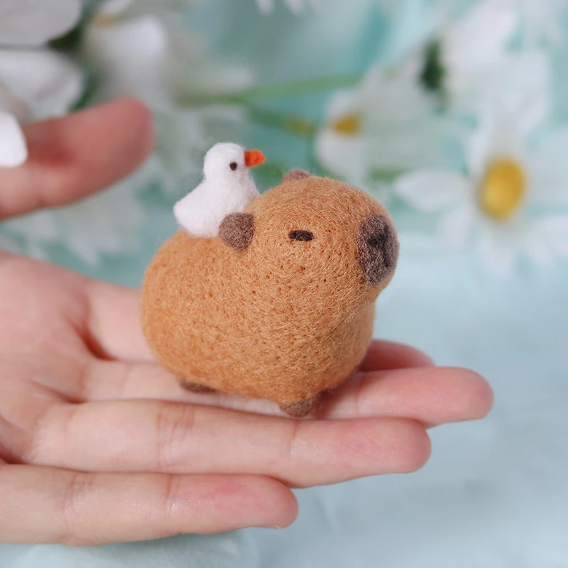 1PC Cute Animal Capybara Non-finish Wool Felting Material for DIY Doll Pendant Gifts Animal Handmade Arts Crafts Wool Felt  Kit