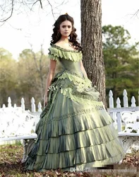 Katherine Pierce Cosplay Costume 18th Century French Rococo Colonial Dress Vintage Victorian Ball Gown Vampire Costume