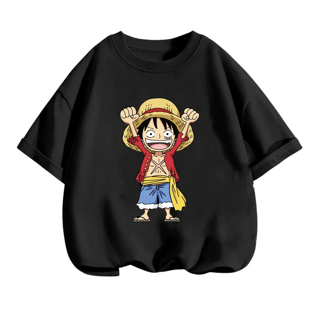 Fashion 3-14 Years Boys One Pieces T-shirt Summer Casual Anime Tshirt Kids Clothes Boys Tops Tee Luffy Gear 5 Girls Streetwear