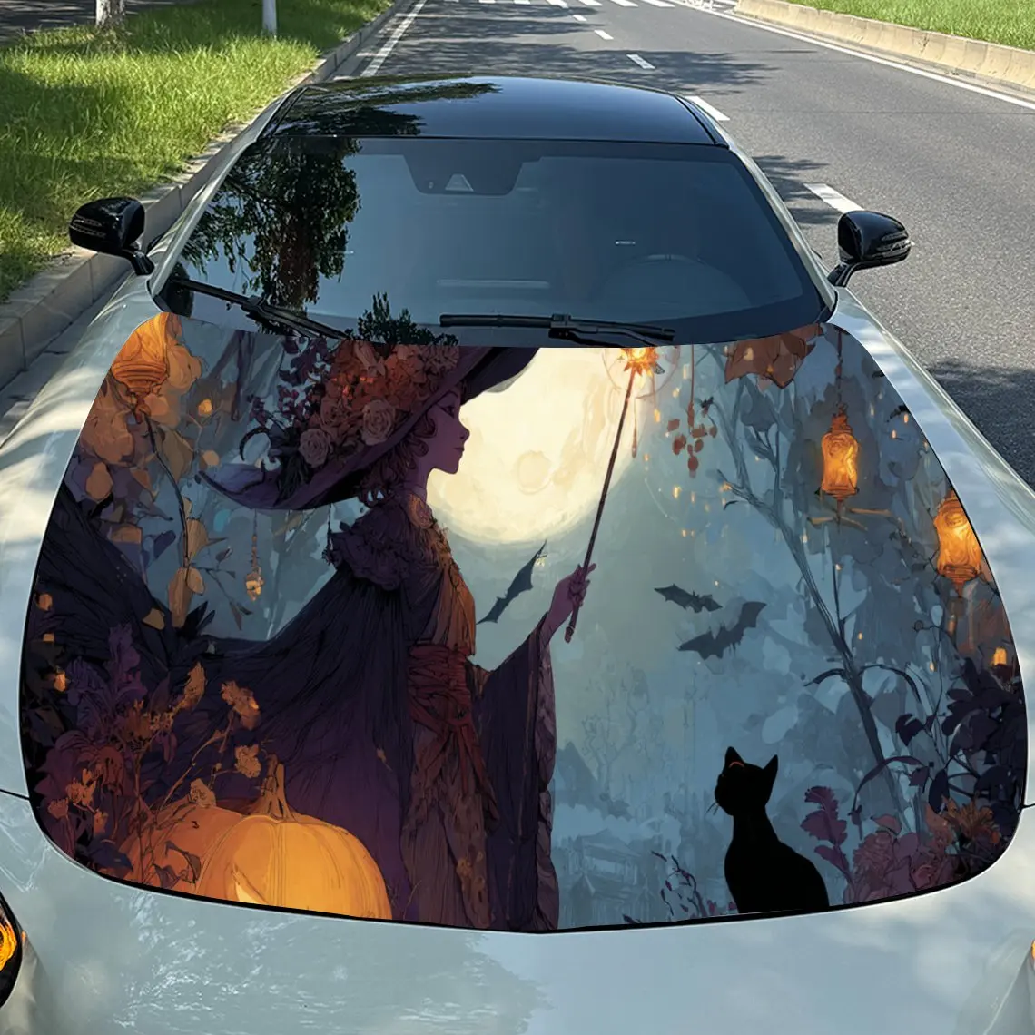 معالج رائع - ملصقات غطاء محرك السيارة للقطط - غلاف فينيل ذاتي اللصق ومقاوم للماء ومتين، يزين ويحمي سيارتك، مناسب لـ Fo #1