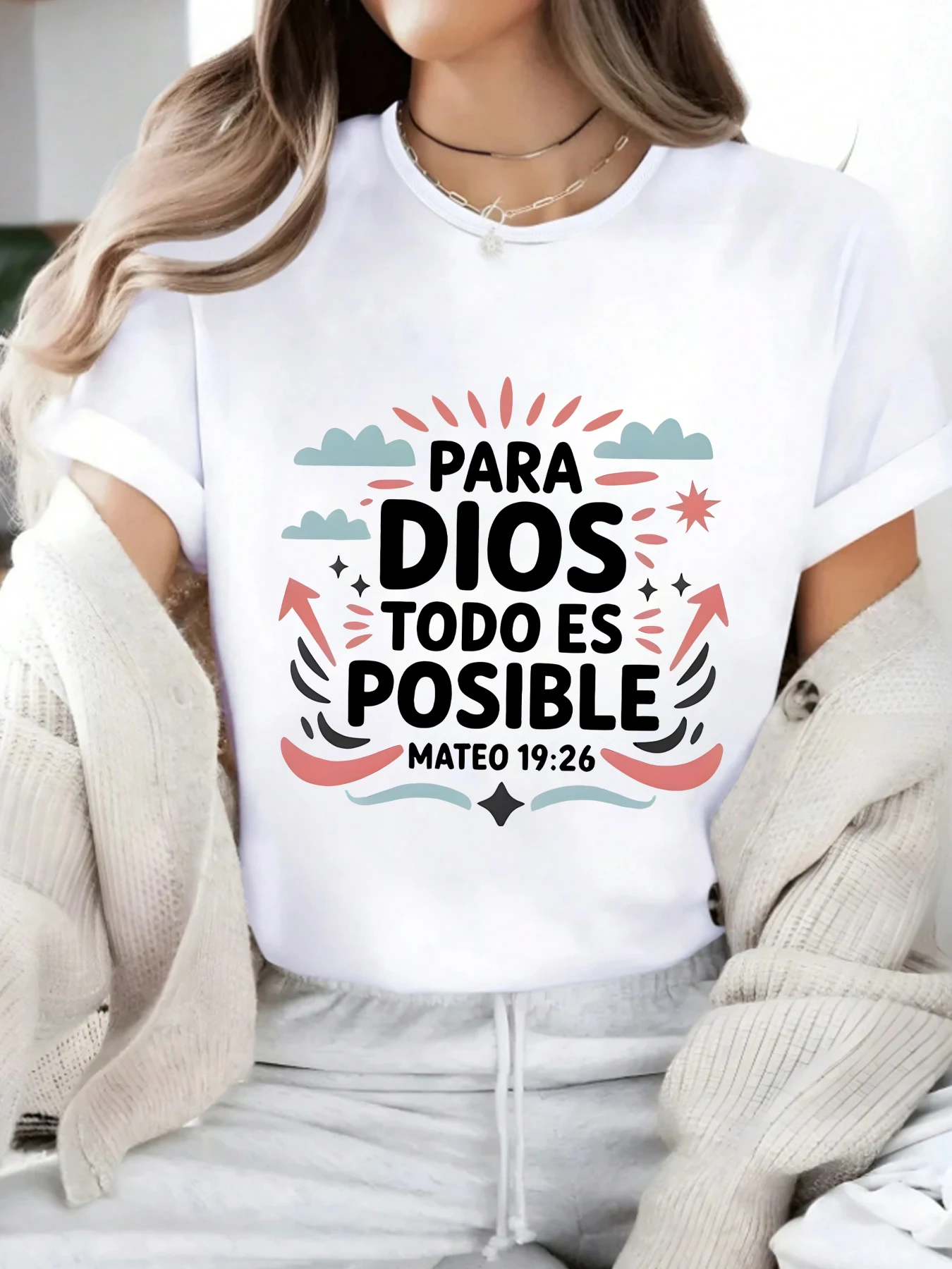 

English letters Plus size women's round neck short sleeve T-shirt with elastic half sleeves and trendy prints