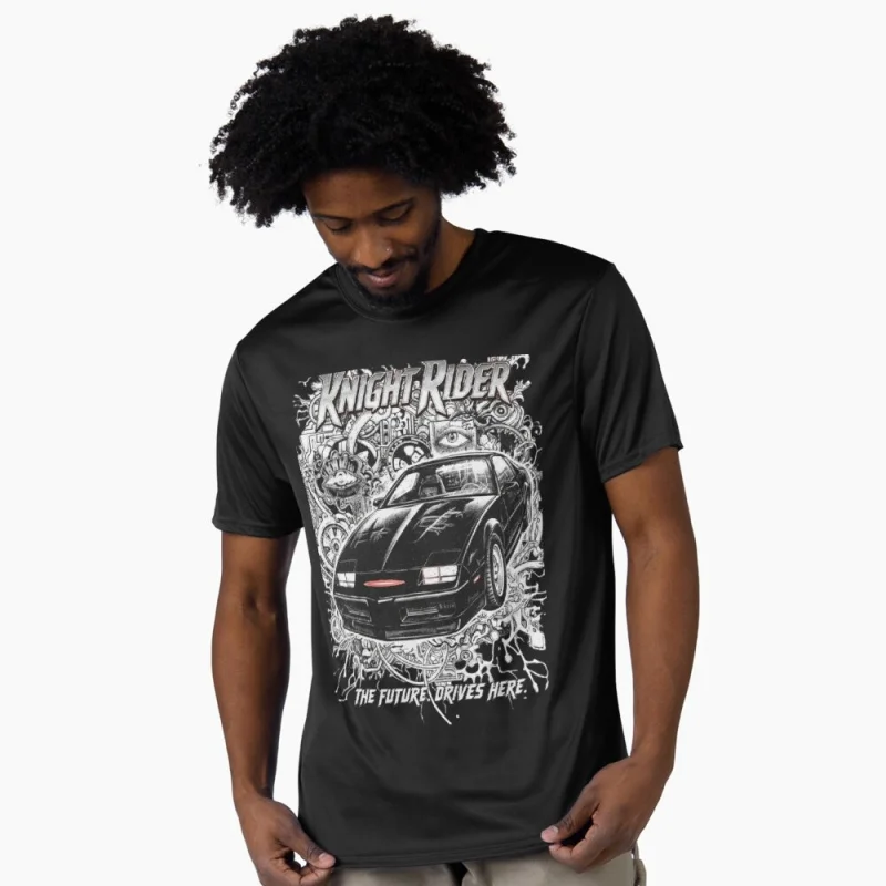 The future drives here. Knight Rider 80s Retro Car Gift t shirt 100% cotton printed Short Sleeve Graphic Clothes All size tops