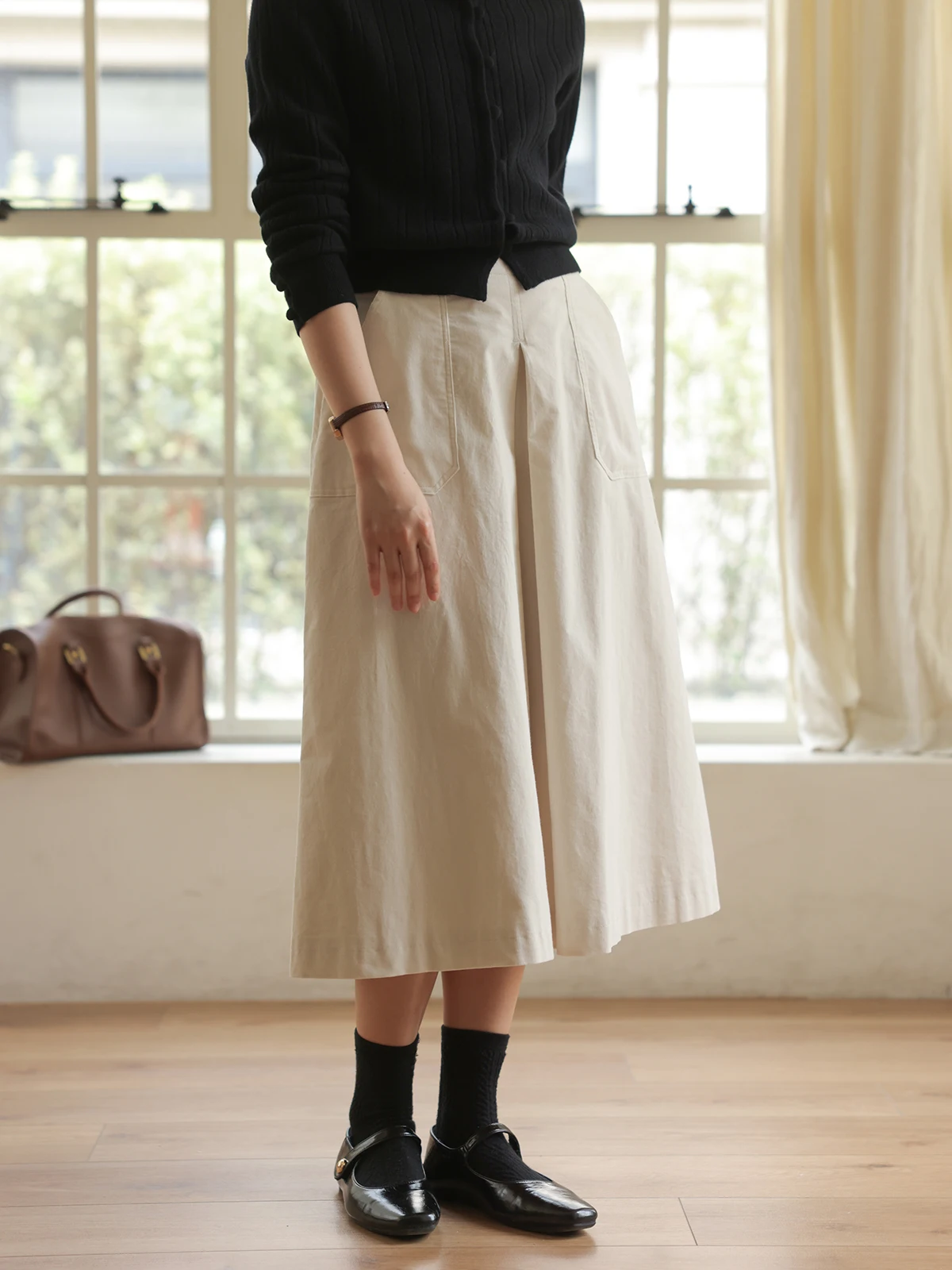 

Solighter Vintage Corduroy Skirt High Waist A-Line for Women Autumn New Sle Commute Friendly Cotton Blend Skirt