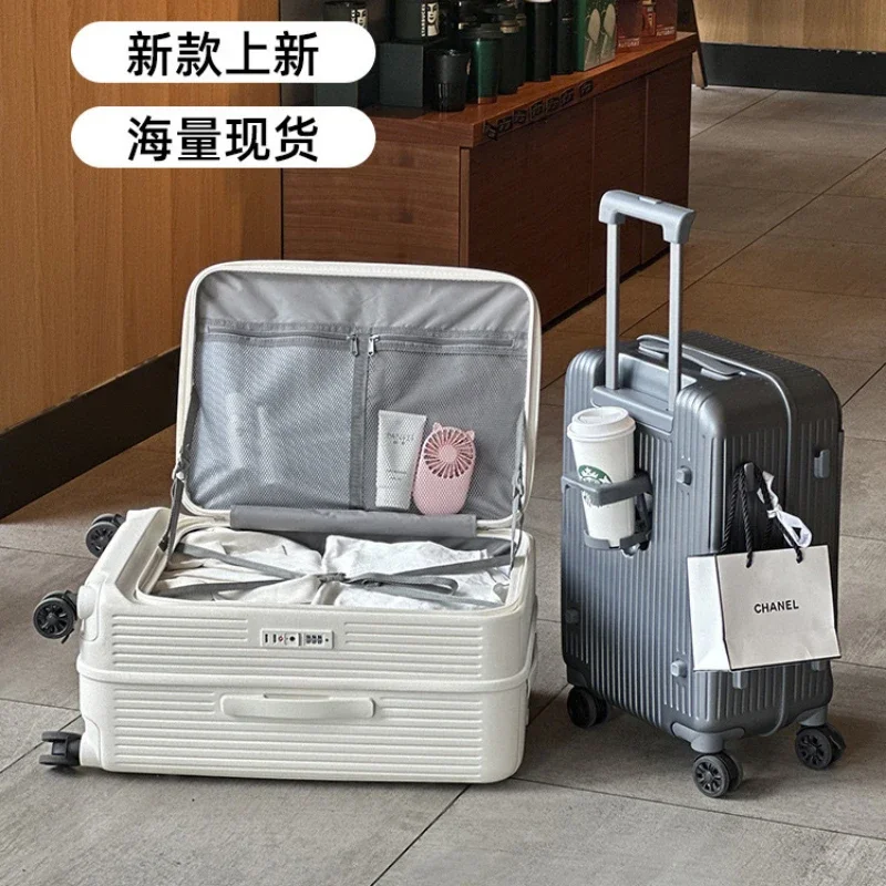 Nuovo vano bagagli con apertura frontale 20 24 26 pollici Trolley imbarco valigie Anti goccia valigia da viaggio Password Box