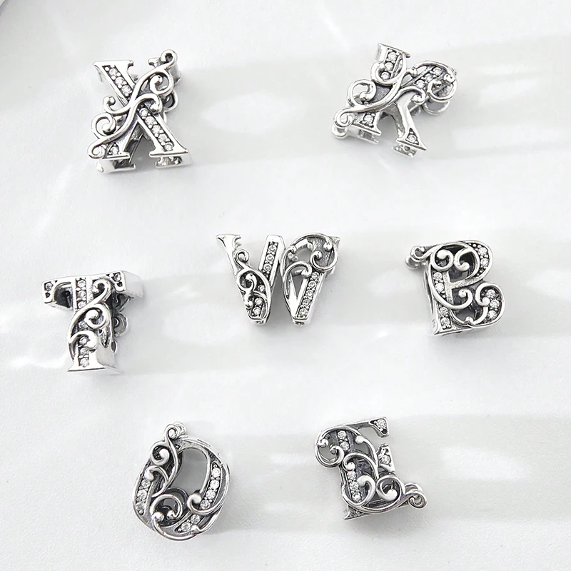 925 Sterling Silver English Letter Beads For Wommen DIY Making Bracelets And Necklaces Personalized High Quality Bead Jewelry