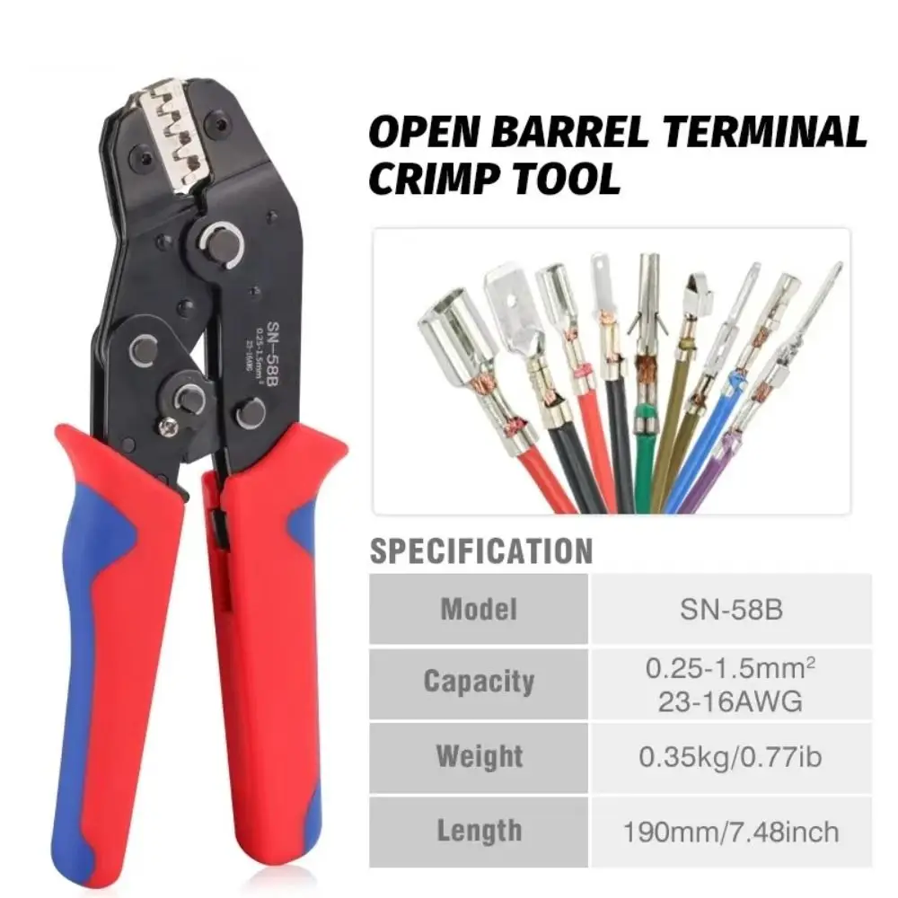 

Carbon Steel SN-58B Crimper Tool ​​Ergonomic Handle​​ Red Black ​​Ratchet Crimping Tool​​ Multifunctional ​​Industrial Pliers​​