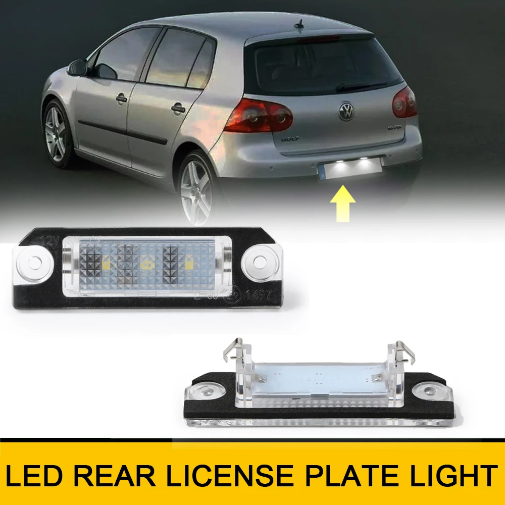 

2Pcs Canbus White LED Rear License Plate Lights For VW Golf 4 5 Lupo Polo 9N Passat 3C B6 Limousine 2005-2010 6000K