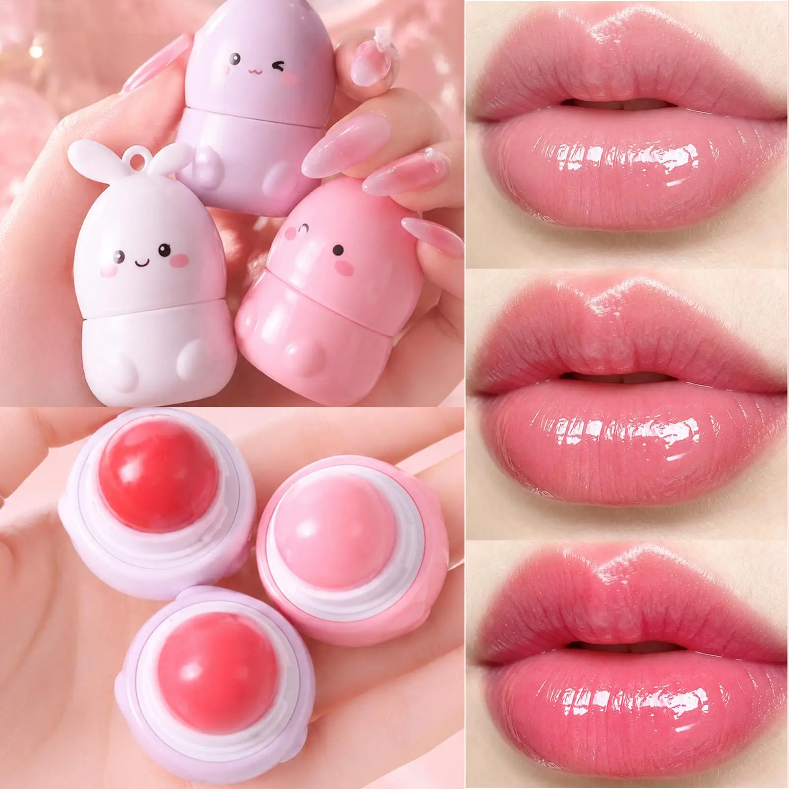 Bunny Temperature Changing Lip Balm Rabbit Shaped Hydrating Reactive Lipstick Waterproof Anti-Dry Cracked Warm Change Lipstick view 2