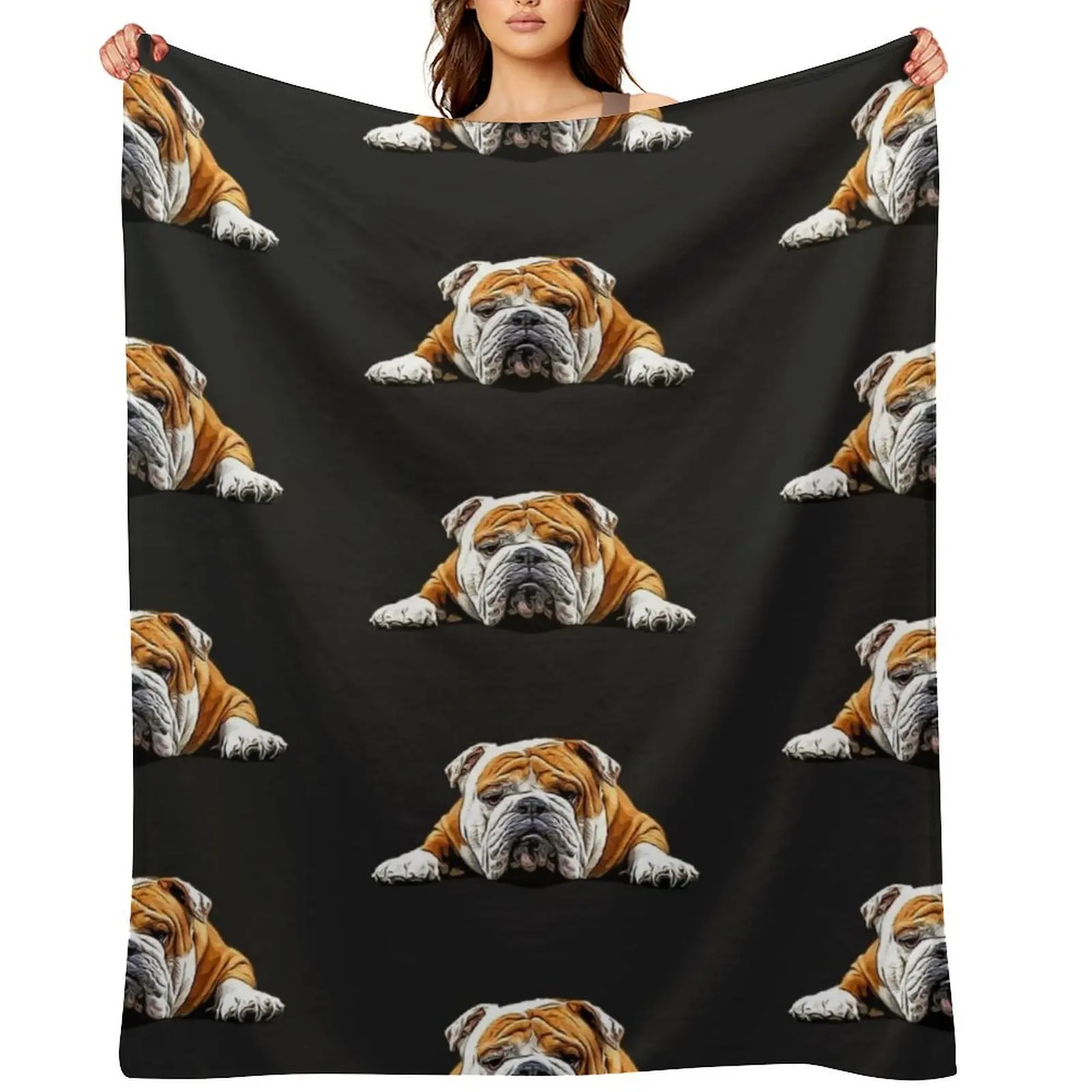 

Bulldog Chill Pose - English Bulldog Throw Blanket Decoratives warm for winter Luxury St Sofa Blankets