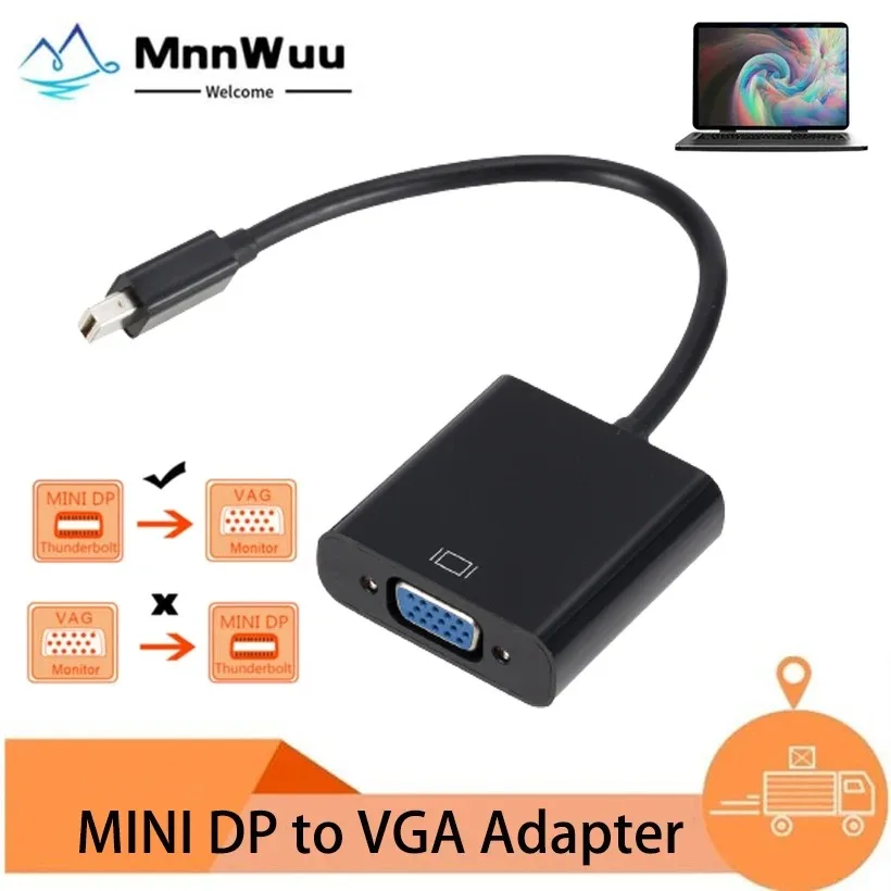 

MnnWuu MINI DP to VGA Adapter MINI DP TO VGA Male Female MINI DP TO VGA Converter for PC Computer Laptop Monitor Projector