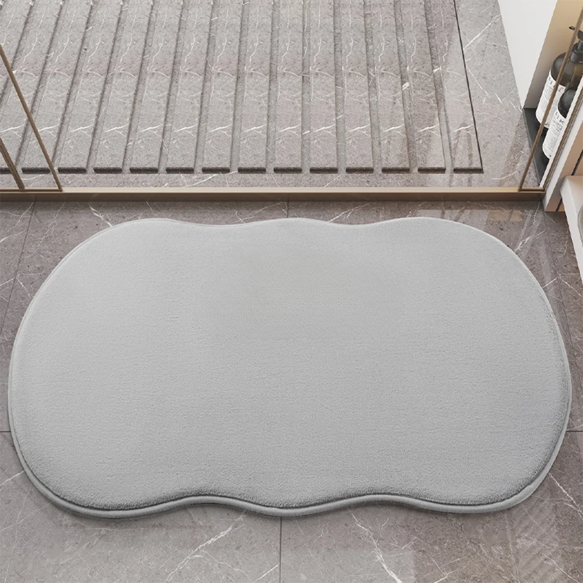 Thickened special-shaped bathroom floor mats absorbent door mats bathroom door mats solid color flannel quick-drying foot mats t