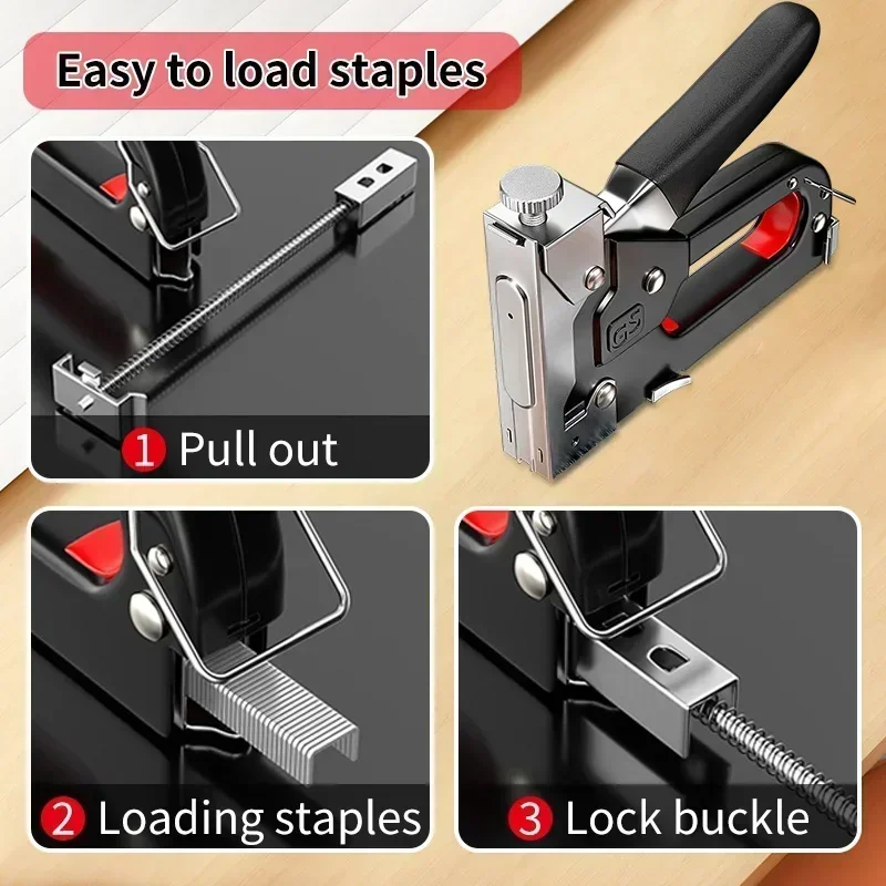 4 In 1 Nail Gun DIY Furniture Construction Stapler Upholstery Staple Gun With 3000 Staples Home Decor Carpentry Tools