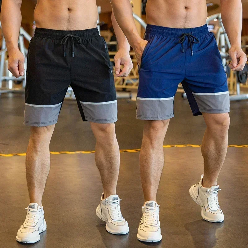 Men Beach Shorts Male Gym Fitness Sport Short Pants Joggers Basketball Sportswear Bodybuilding Loose Plus Size Zip Pocket